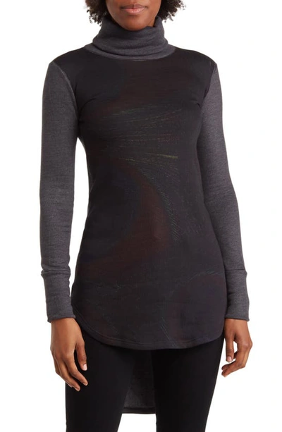 Go Couture Turtleneck High-low Sweater In Beetroot Purple