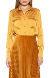 Alexia Admor Long Sleeve Button-up Shirt In Marigold