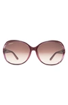 Ferragamo Salvatore  61mm Round Sunglasses In Burgundy