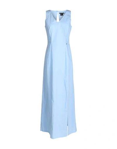 Armani Exchange Long Dress In Pastel Blue