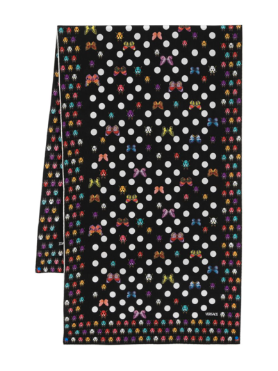 Versace Polka-dot Print Wool-silk-cashmere Blend Scarf