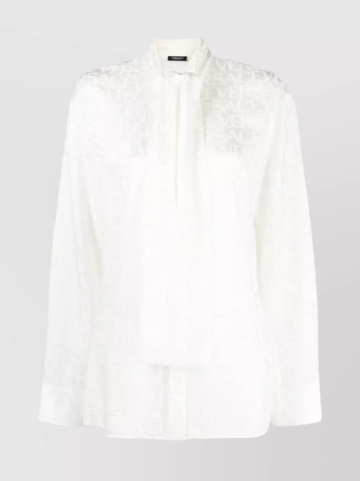 Versace Allover Scarf-tie Shirt In White
