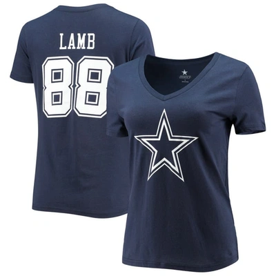 Fanatics Branded Ceedee Lamb Navy Dallas Cowboys Player Icon Name & Number V-neck T-shirt