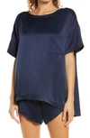 Lunya Washable Silk Short Pajamas In Deep Blue