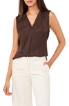 Vince Camuto Rumpled Satin Blouse In Rich Chocolate