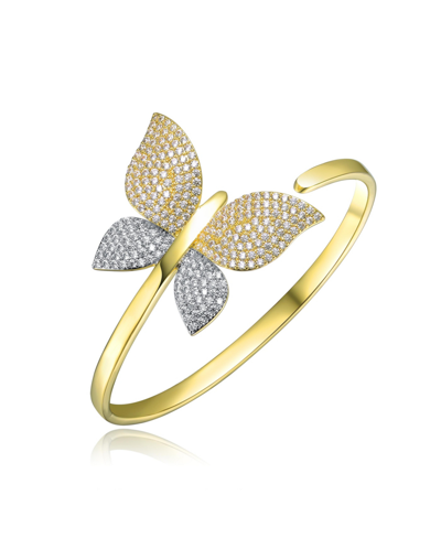 Rachel Glauber 14k Gold Plated Bendable Cubic Zirconia Butterfly Garden Bracelet
