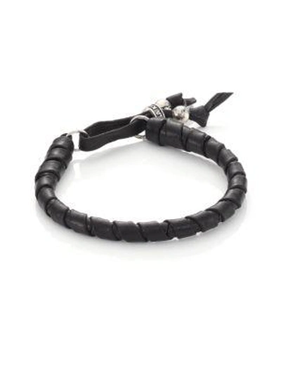 King Baby Studio Thin Natural Wrap Leather Bracelet In Black