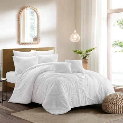Grace Living Caitlynn Polyester Comforter Set With Pillow Shams In White