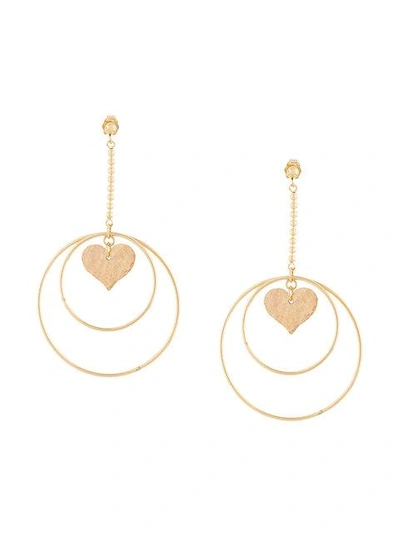 Petite Grand Heart/dove Circle Earrings - Metallic