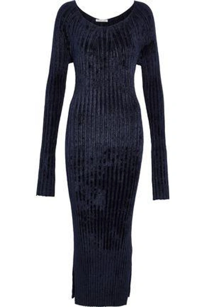 Helmut Lang Woman Ribbed Chenille Midi Dress Navy