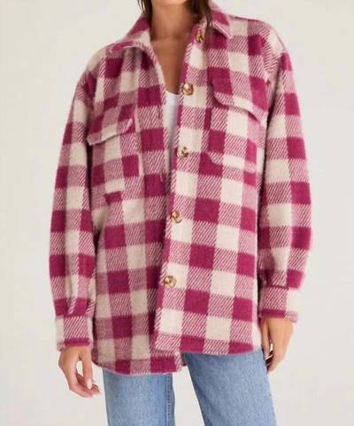 Z Supply Plaid Tucker Jacket In Berry In Pink