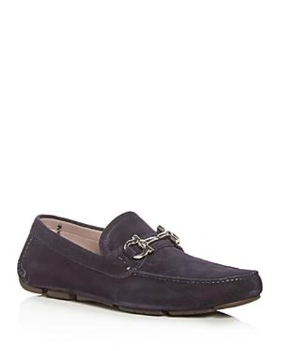 Ferragamo Men's Parigi Suede Moc Toe Drivers In Dark Blue