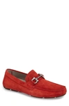 Ferragamo Parigi Bit Driving Moccasin In Red Suede