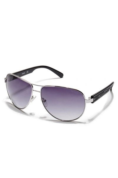 Guess Factory Textured-arm Aviator Sunglasses In Purple