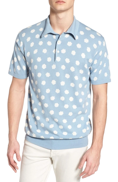French Connection Superfine Hibiscus Slim Fit Polo In Ashley Blue