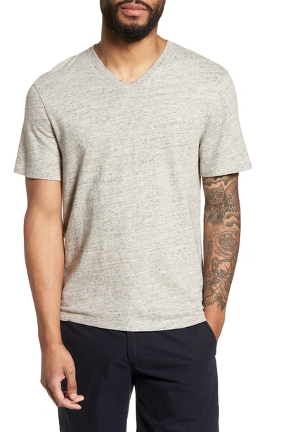 Vince Cotton/linen V-neck T-shirt In Grey