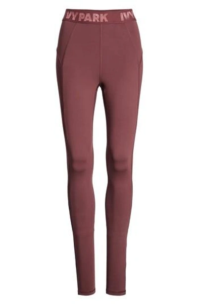 Ivy Park High Waist Keyhole Detail Ankle Leggings In Plum