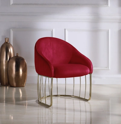 Chic Home Hammerstein Velvet Accent Chair In Red