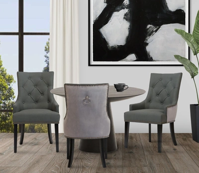 Chic Home Gideon Velvet Dining Chair (set Of 2) In Grey