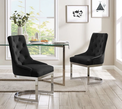 Chic Home Gwyneth Velvet Dining Chair (set Of 2) In Black