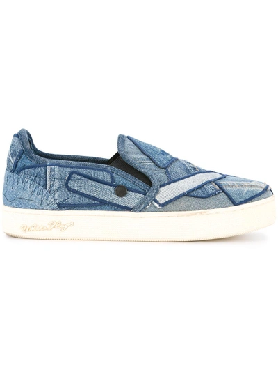 Roar Denim Patchwork Skate Shoes - Blue