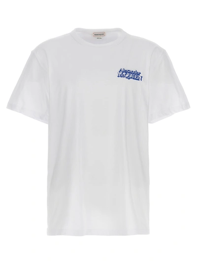 Alexander Mcqueen Logo Embroidered T-shirt In White