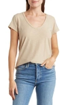 James Perse Deep V-neck T-shirt In Biscuit