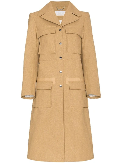 Chloé Cotton Patch Pocket Coat In Sand-brown
