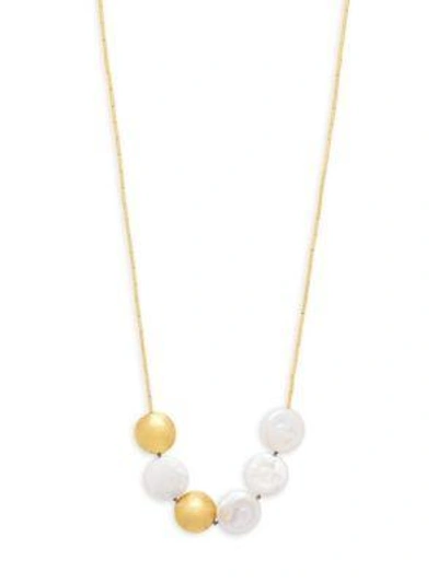 Gurhan White Baroque Pearl & 24k Yellow Gold Necklace
