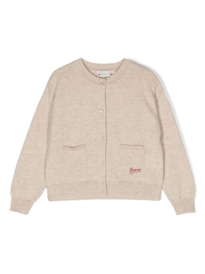 Bonpoint Kids Apricot Cardigan For Girls In Beige
