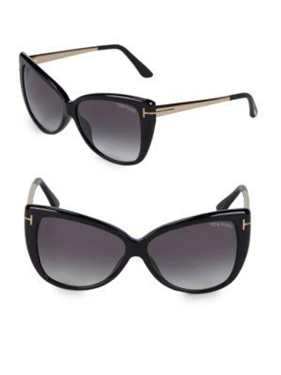 Tom Ford 57mm Butterfly Sunglasses In Black