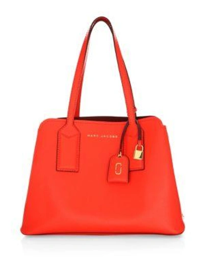 Marc Jacobs The Editor Leather Tote In Poppy Red