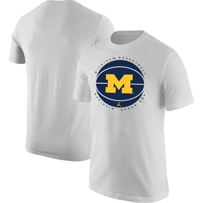 Jordan Brand White Michigan Wolverines Basketball Logo T-shirt