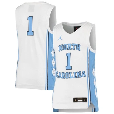 Jordan Brand Kids' Youth  #1 White North Carolina Tar Heels Team Replica Basketball Jersey