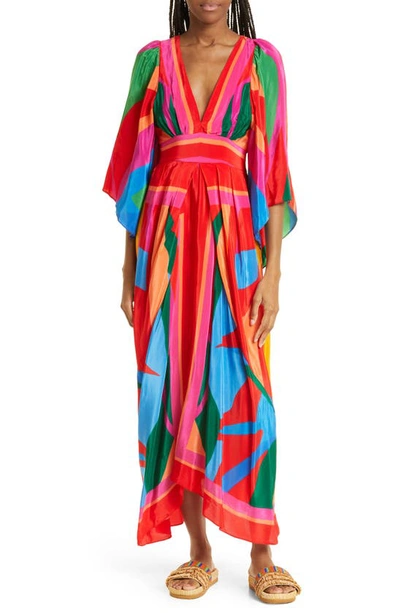 chinese dress ladies Pink Banana Leaves Maxi Dress