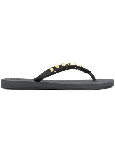 Giuseppe Zanotti - Rubber Flat Sandal With Gold Studs Thorn In Black