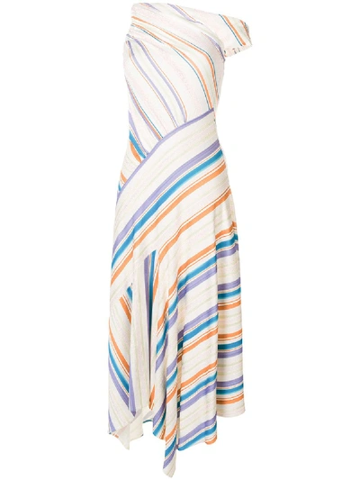 Peter Pilotto Off-the-shoulder Striped-jersey Dress In White