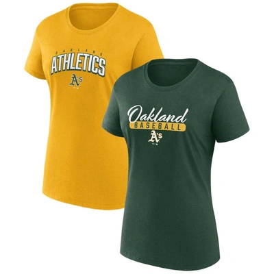 Fanatics Branded Green/gold Oakland Athletics Fan T-shirt Combo Set