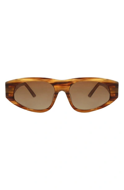 Banbe The Gemma Polarized Rectangular Sunglasses In Stripe Honey Tort