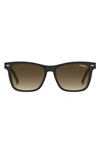 Carrera Eyewear 54mm Gradient Rectangular Sunglasses In Black-beige/ Brown Gradient