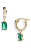 Nadri Emerald Isle Cubic Zirconia Hoop Earrings In Gold/ Green