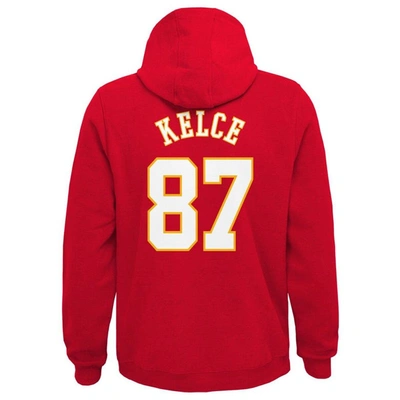 Outerstuff Kids' Youth Travis Kelce Red Kansas City Chiefs Mainliner Player Name & Number Pullover Hoodie