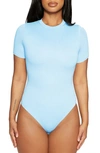 Naked Wardrobe The Nw Lovin' The Crew T-shirt Bodysuit In Baby Blue