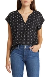 Bobeau Dolman Sleeve Piqué T-shirt In Black Geo