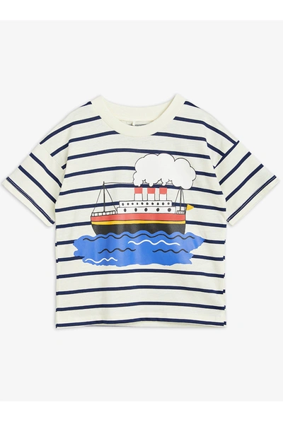 Mini Rodini Kids'  Ferry Stripe T-shirt In Blue