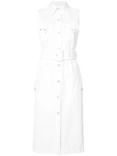 Derek Lam Sleeveless Utility Shirt Dress - White