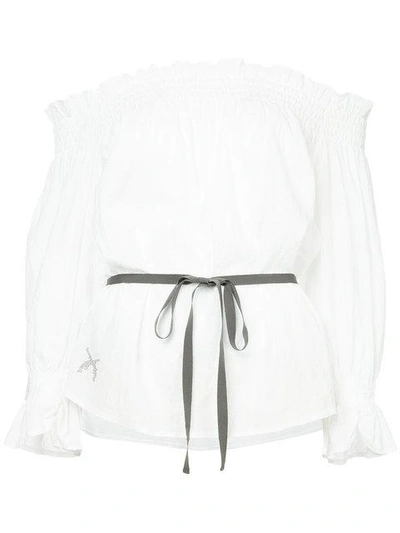 Roarguns Off The Shoulder Ruched Detail Blouse In White