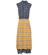 R13 Apron Prairie Dress In Navy/yellow Plaid Combo In Multi