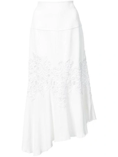 Derek Lam Midi Skirt With Lace Detail - White