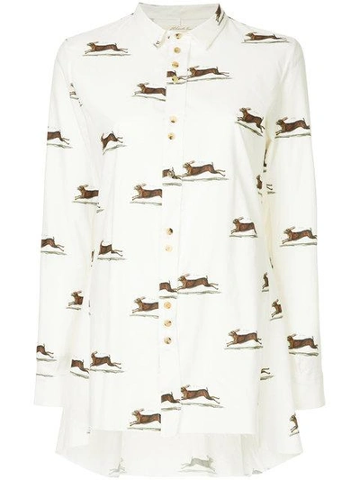 Aleksandr Manamïs Print Fitted Shirt - White